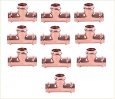 EZ-FLUID 1/2" Copper ProPress Tee Fittings, ProPress Copper Press 3 Way Tee (10)