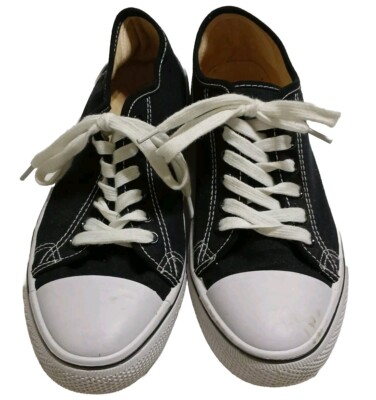 Charles Albert Sneakers Women's 11m Black Canvas Tennis Slip On Cap Toe  Lace up