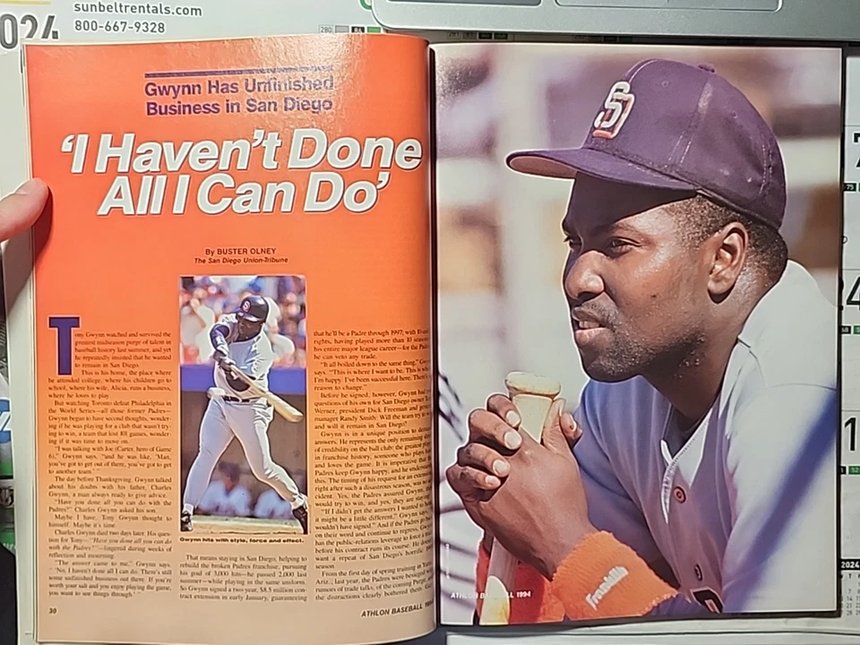 BARRY BONDS TONY LA RUSSA TONY GWYNN 1994 ATHLON BASEBALL PREVIEW - Image 4 of 4
