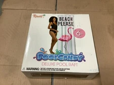 Pool Candy Deluxe Pool Raft 6' Foot Long Beach Please Summer Float Pink Flamingo