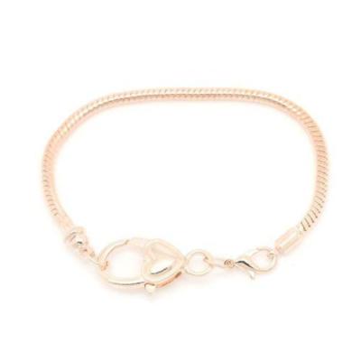 7.25 Rose Gold Heart Lobster Clasp Snake Chain Charm Bracelet