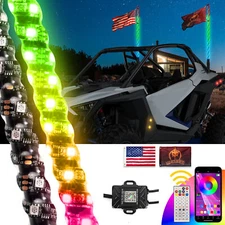 2X 4ft RGB Spiral LED Whip Lights Dancing /Chasing Light For Polaris RZR XP 1000