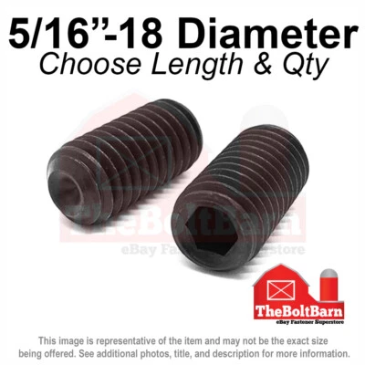 THEBOLTBARN 5/16"-18 Alloy Cup Point Allen Socket Set Screw Coarse Black Oxide (Pick Size)