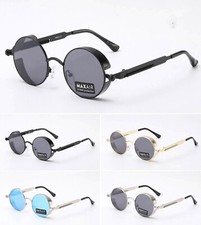 Vintage Steampunk Gothic Glasses Polarized Lens Round Side Frame