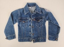 Vtg Levi  s 72225-0216 Orange Tab Kids Denim Jean Trucker Jacket Size 6 Snap USA