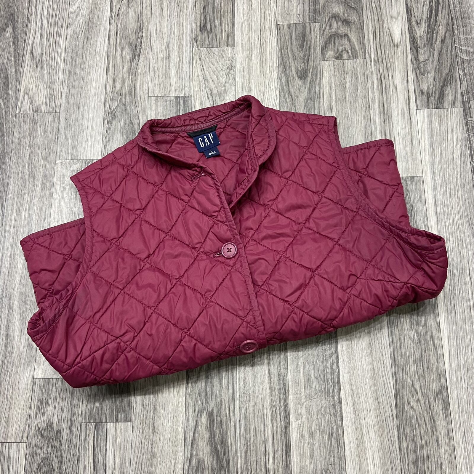GAP Button Down Collared Maroon Quilted Vest Wome… - image 4