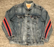 Levis Jean Denim Jacket Coat Mens XXL Trucker Red Stripe 67783 Unibasic Unbasic