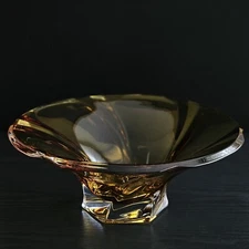 Bohemian Crystal 12" Mozart Amber Bowl – AURUM Decorative Fruit Dish