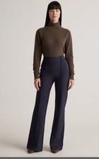 Quince Ultra-Stretch Ponte Flare Leg Pants Navy Pull On Size M