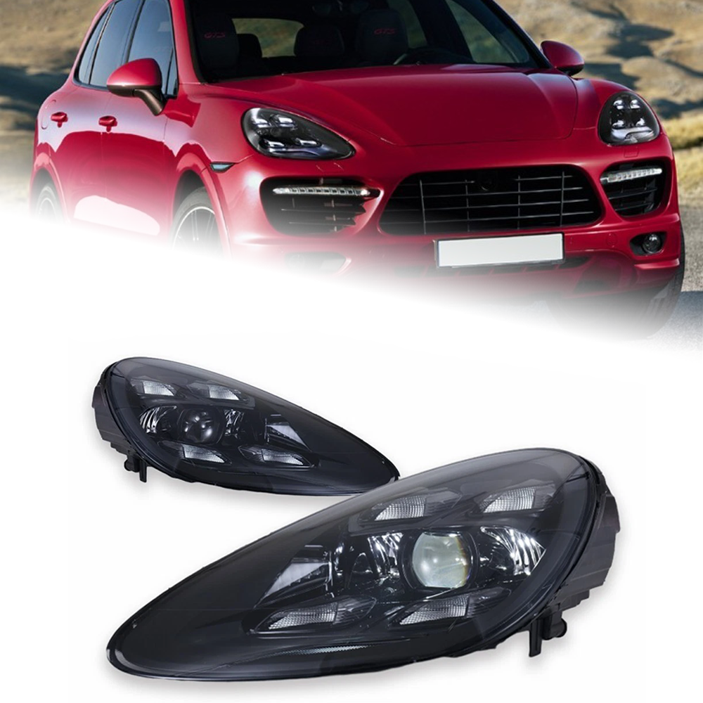 Pair LED Matrix Headlight For Porsche Cayenne 2011-2014 Front Head Lamp Assembly