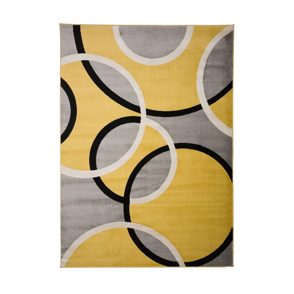 Rugshop Rugs Modern Abstract Circles Living Room Rugs Yellow 8'8"x12' Area Rug - Image 2 of 4