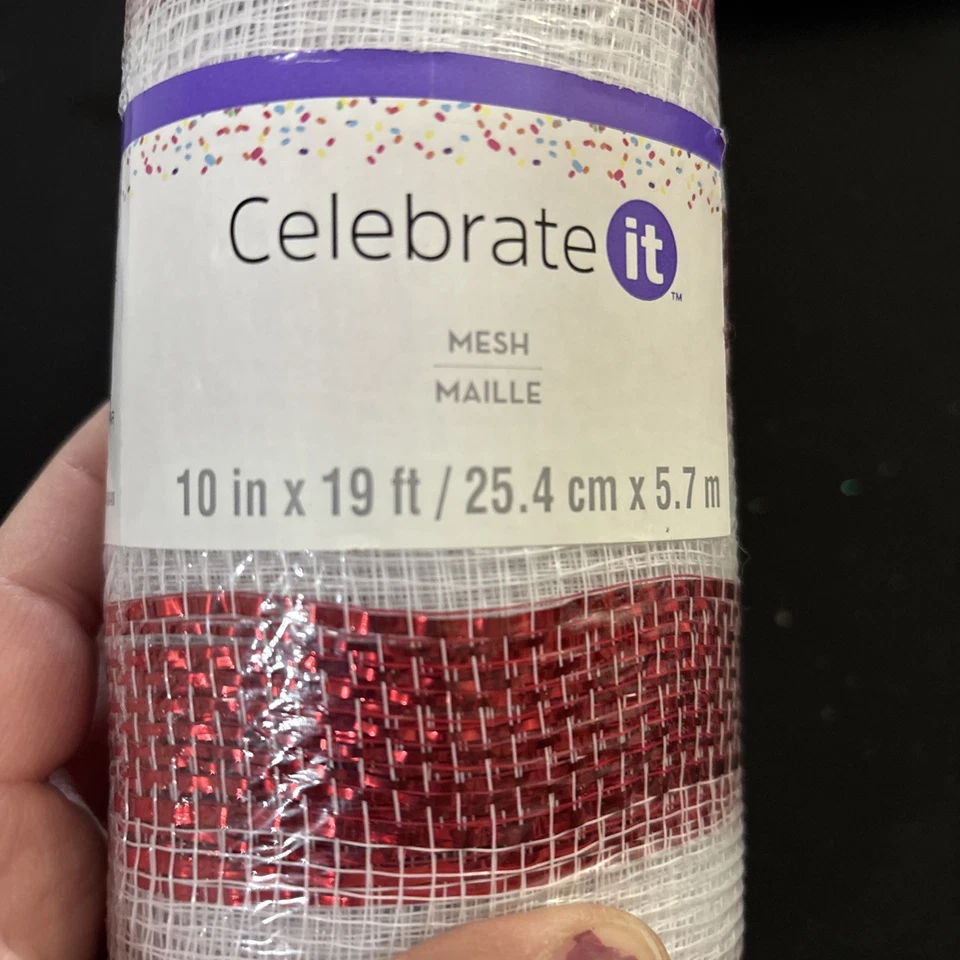 Creative It Deco Malla Rayas Rojas y Blancas Lote 1 Nuevo En Paquete Foto 2 de 2