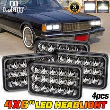 4PC 4x6" Black LED Headlights Hi/Low Sealed Beam For 1977-1986 Chevrolet Caprice