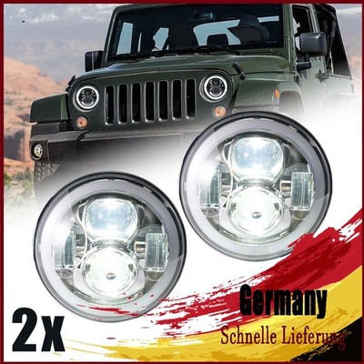 2X E-Geprüft 7 Zoll LED Scheinwerfer mit DRL Für Jeep Wrangler   JK 2008-2017