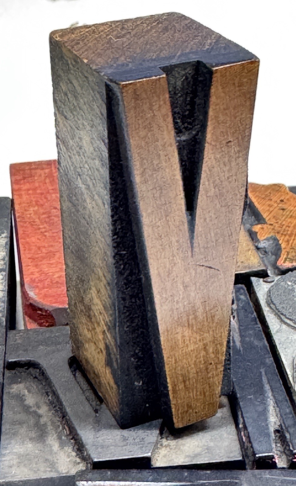 Vintage Letterpress WOOD LETTER  V" Condensed PRINT TYPE Printing Print 2"