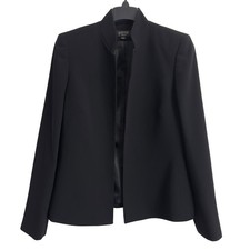 Kasper Classics Womens size 6 Black Open Front Stand Collar Blazer Jacket