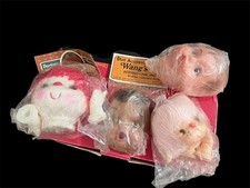 Lot 4 Vtg Wangs Crafts 4" Mitzy Doll Heads Hands Yarn Hair Black White Skin