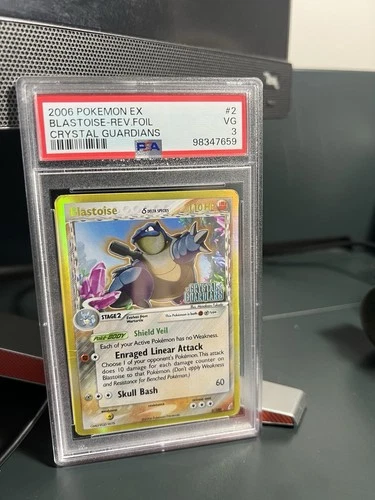 PSA 3 2006 Pokemon Crystal Guardians Blastoise Reverse Holo Foil 2/100 STAMPED