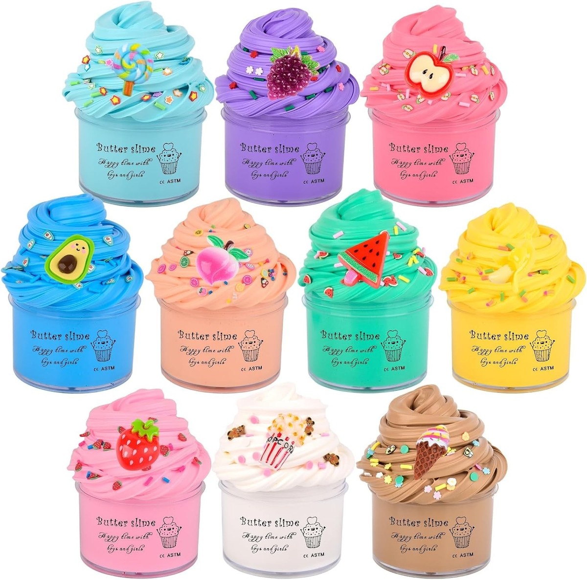 Premium Scented Butter Slime 10 Pack Soft Stretchy Slime with Peach Scent 