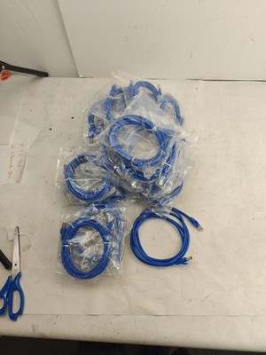 Cat-6 UTP Ethernet Network Cable RJ45 Lan Wire Blue 7FT  34pcs