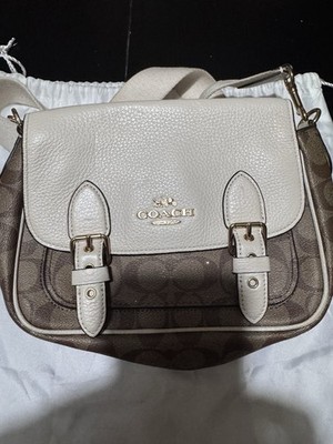 Coach Lucy Crossbody Bag In Signature Canvas Refined Pebble  khaki Chalk  Color