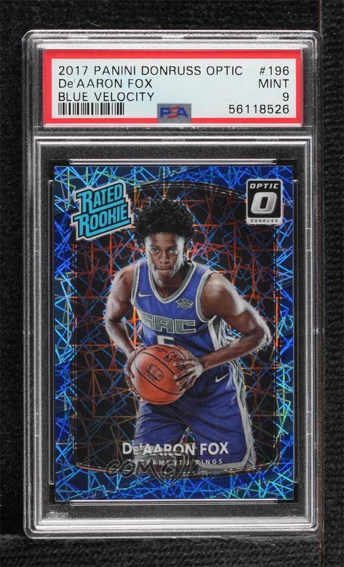2017 Donruss Optic Rated Rookie Blue Velocity Prizm De'Aaron Fox PSA 9 MINT oh4