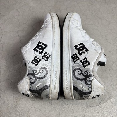 Vintage Y2K DC Pixie Swirl Skate Shoes White Black Rare Women's
