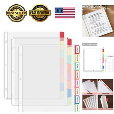 Binder Dividers with Tabs, 8 Tab Clear Sheet Protectors for 3 Ring Binder, Wh...
