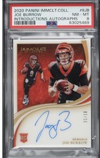 2020 Immaculate Joe Burrow Rookie Introductions Autographs 1/10 PSA 8