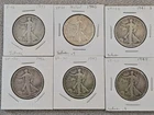1937-1945 Walking Liberty Silver Half Dollars 50 Cent Lot of 6 Coins