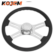 For 1986-2025 Freightliner Kenworth Peterbilt 18'' Steering Wheel Black 4 Spoke