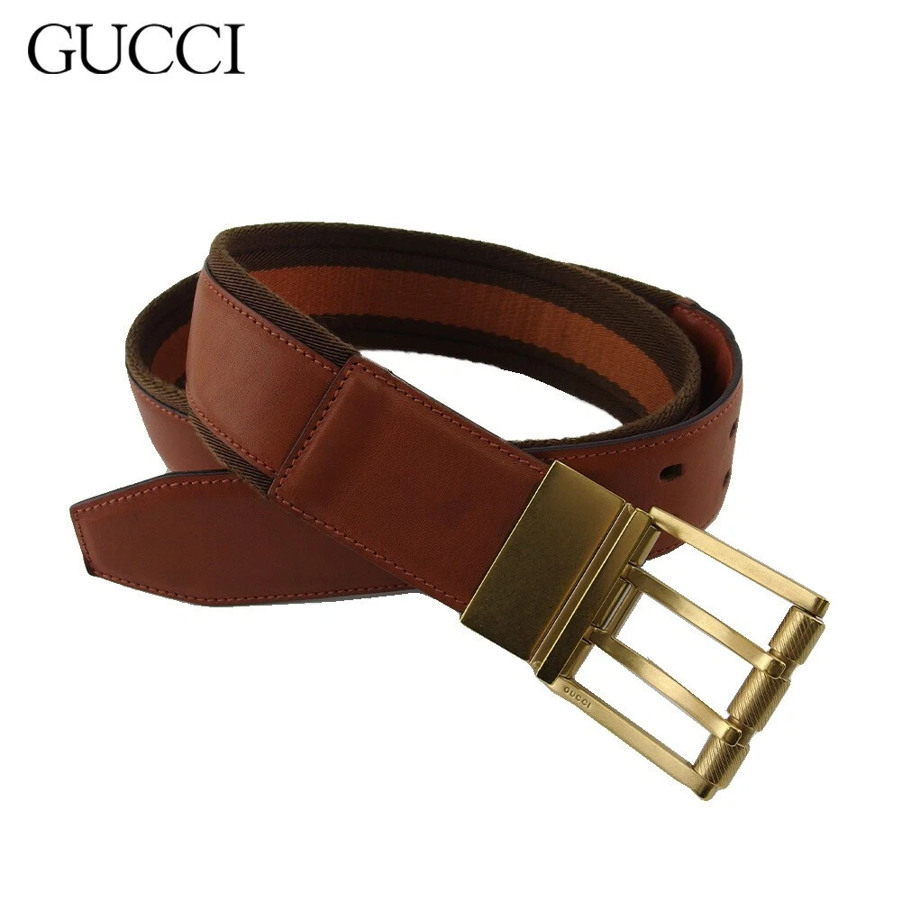 Ceinture Gucci Printemps Occasion 85 Taille 34 Femme Homme Réversible Web Sherry Line Marron