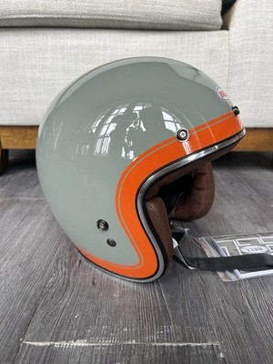 Bell Custom 500 Open-face Motorcycle Helmet, Size L, Sage Green w/ Orange Accent