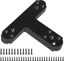 Black T Bracket, 4 Pcs T Post Brackets Pergola Post to Beam Connectors 4Mm