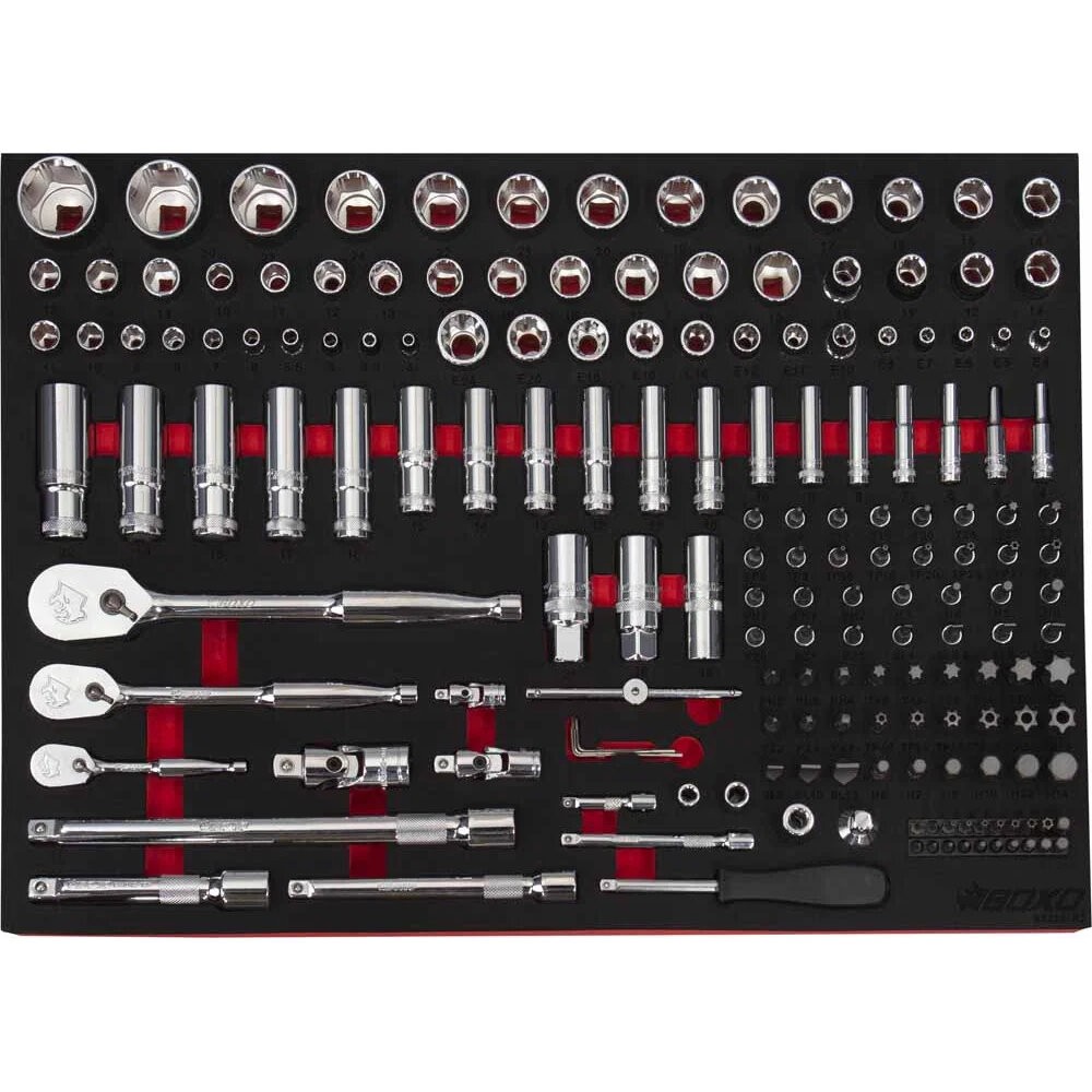 Socket Set 1/4"",3/8"" & 1/2"" Dr 171 Pces 6 Point Comprehensive Set BOXO BX565A-R2