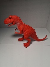 Orange Red Hard Plastic 8.5" Long Tyrannosaurus Rex Dinosaur Toy Figure Ankyo