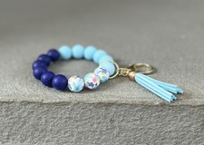 Silicone beaded keychain wristlet