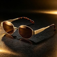New Arrival Metal Oval Sunglasses, Trendy Face Slimming UV Protection Shades