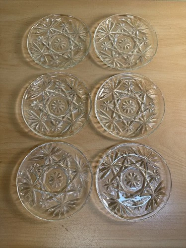 Vintage Anchor Hocking Starburst Small Plates 4 1/2” Set Of 6