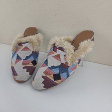 Universal Thread Multicolor Litzy Southwestern Faux Fur Mules Slip On Wmns Sz 8