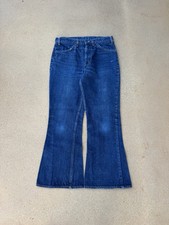 Vintage 70  s Levi  s 646 Orange Tab Bellbottom Flare Faded Denim Jeans Size 31x27