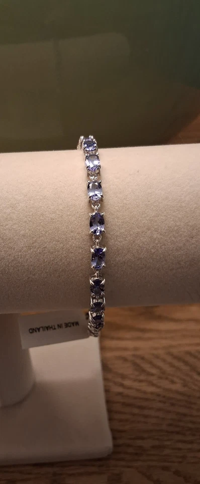 Pulsera de eslabones de tenis de tanzanita TLV en platino sobre plata de ley de 8 pulgadas Foto 4 de 4