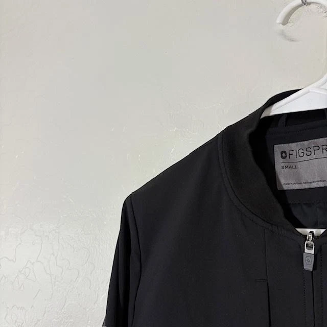 Figs FIGSPRO Jacket Womens Small Black Bomber Zip Front Scrub Coat Nylon - Image 2 of 4