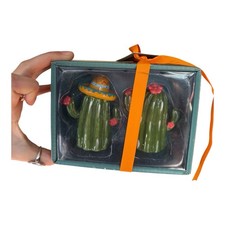 Mexican Blue Sky Stacking Cactus Handmade Salt And Pepper Shaker Gift Set