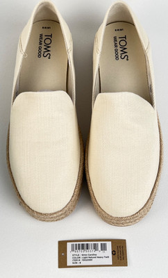 TOMS Women's Carolina Natural Espadrille Heavy Twill Size 8 NEW IN BOX VEGAN