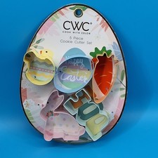 CWC Cook with Color 5 Piece Spring Easter Metal Cookie Cutter Set NWT