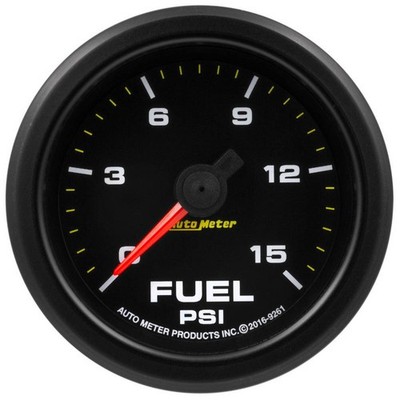 Autometer 9261 Fuel Pressure Gauge - 0-15 psi, Analog, Black Dial