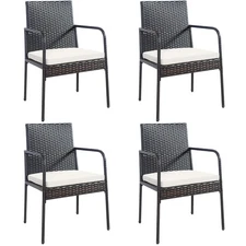Costway 4PCS Patio Wicker Rattan Dining Chairs Cushioned Seats Armrest Garden