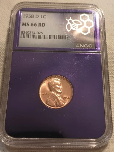 1958 D 1C NGC MS66 RD TRADERBEA PURPLE CORE!
