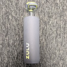 Zulu Glass Water Bottle Silicone Sleeve 28oz Gray Flip Top Lid